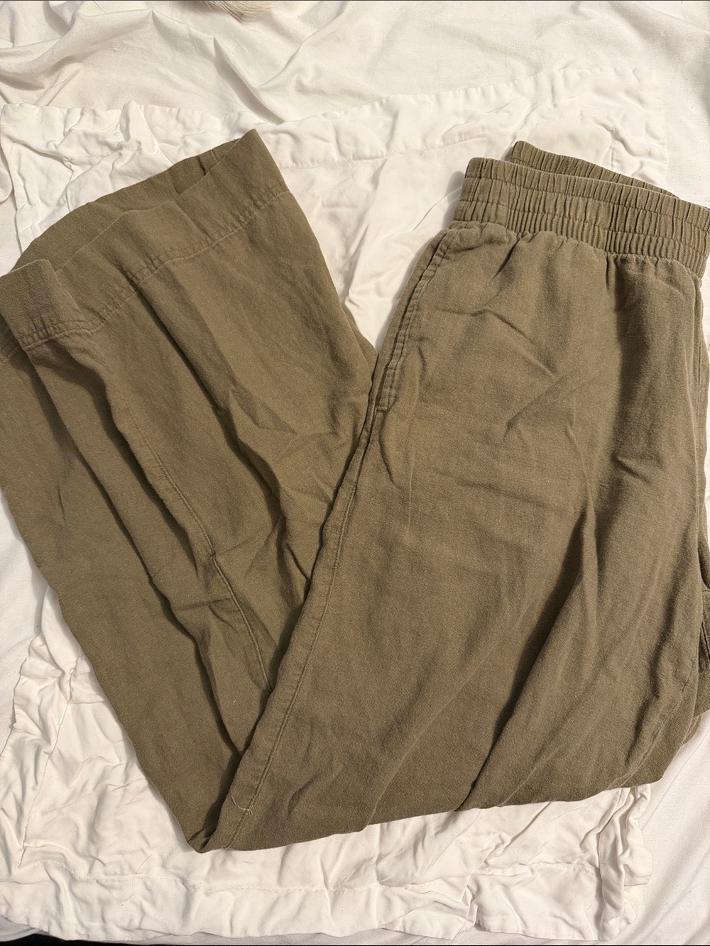 Old Navy Women’s Casual Linen Inspired Elastic-Waist Pants — Olive Brown